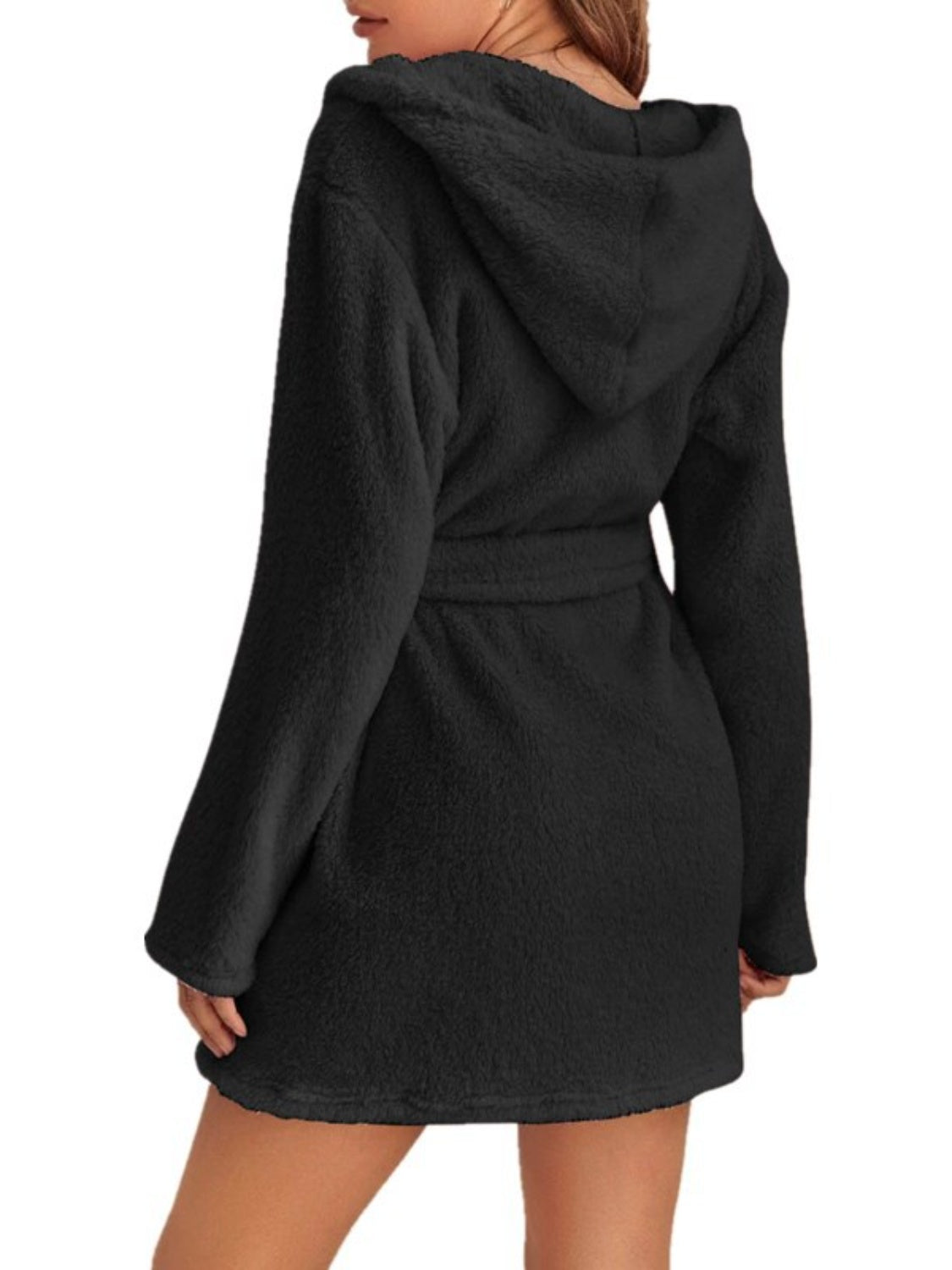 Tie Waist Hooded Robe Trendsi