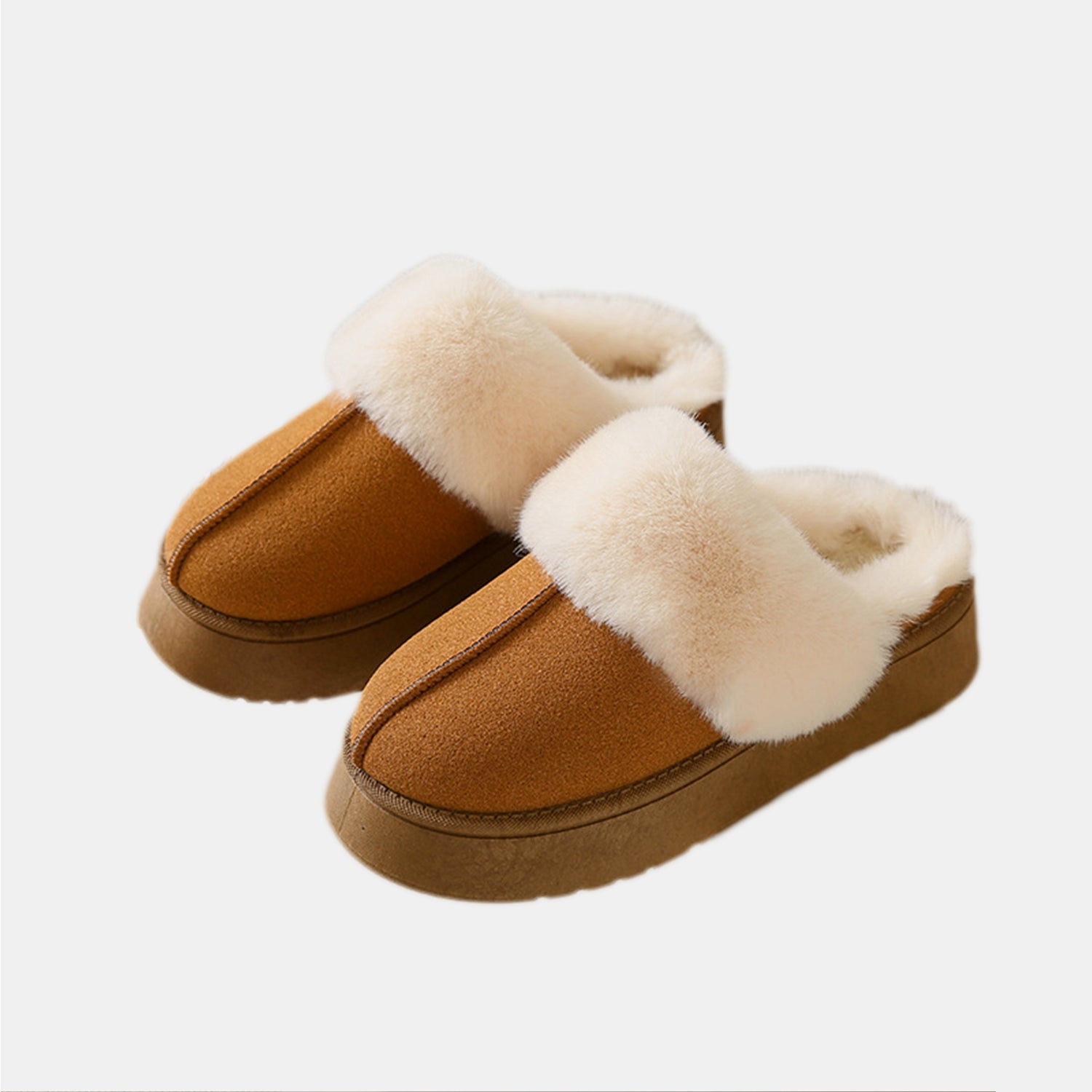 Center-Seam Furry Chunky Platform Slippers Trendsi