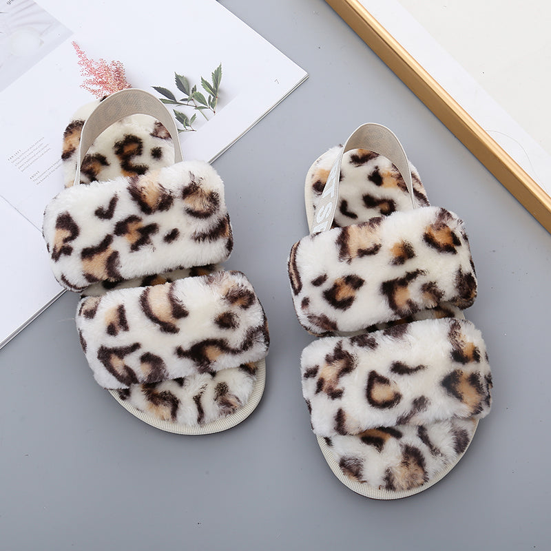 Faux Fur Open Toe Slippers Trendsi