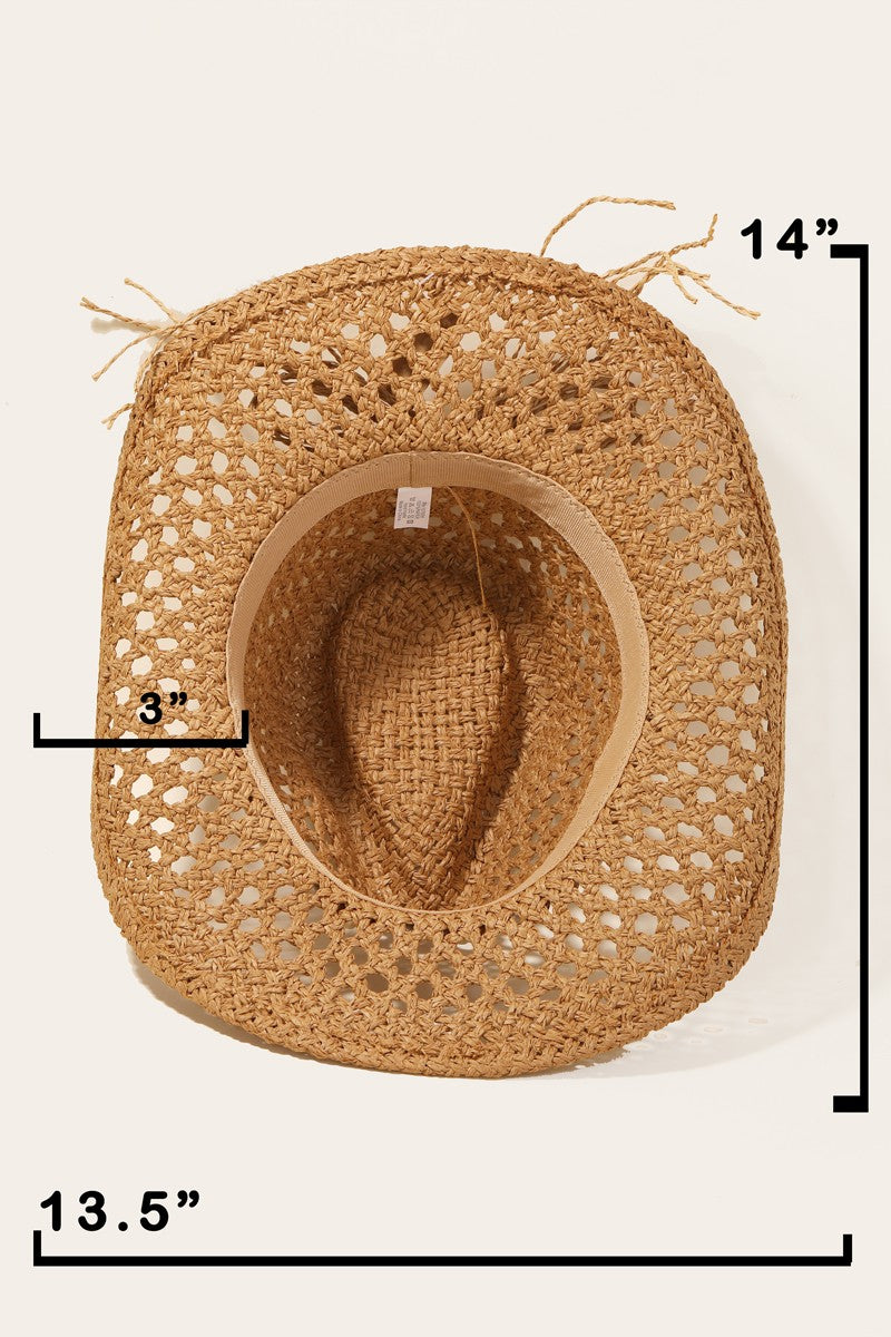 Fame Cowrie Shell Beaded String Straw Hat Trendsi