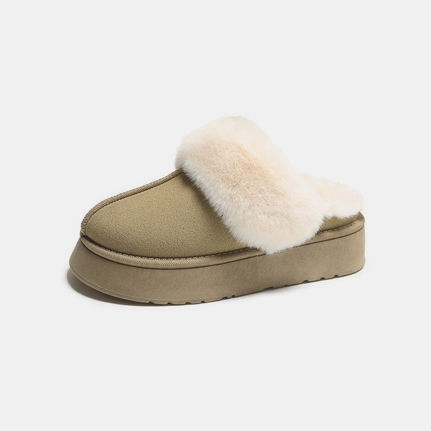 Center-Seam Furry Chunky Platform Slippers Trendsi