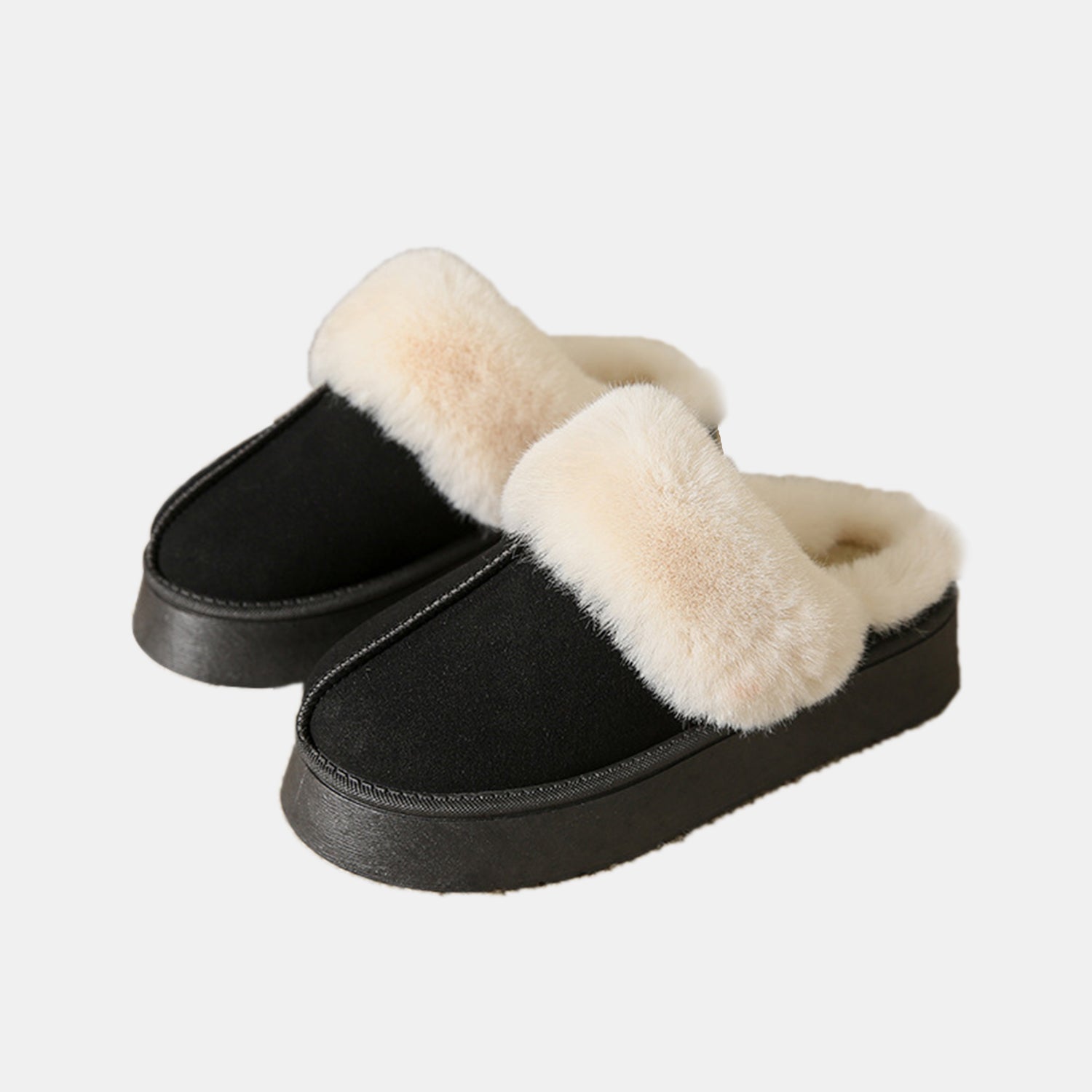 Center-Seam Furry Chunky Platform Slippers Trendsi