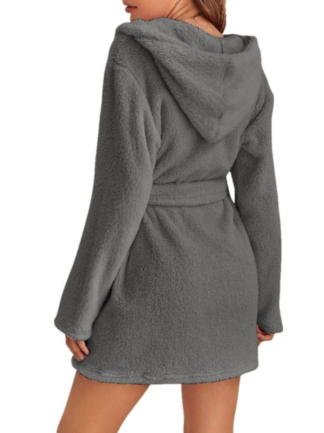 Tie Waist Hooded Robe Trendsi