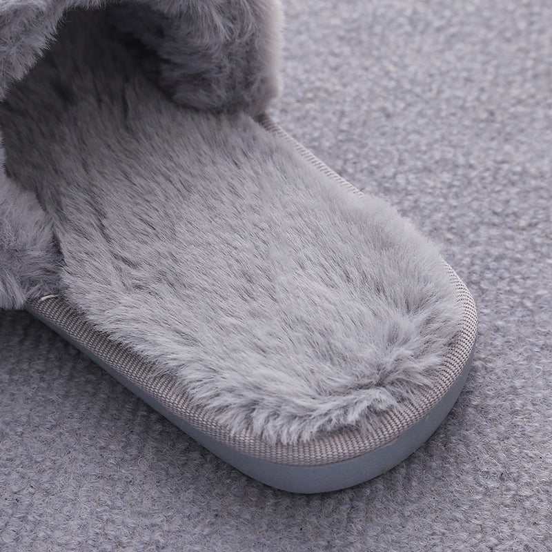 Faux Fur Double Strap Slippers Trendsi