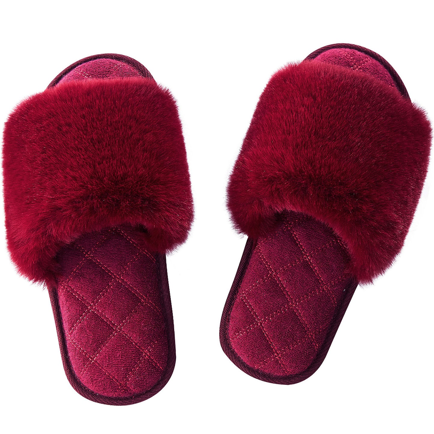 Faux Fur Open Toe Slippers Trendsi