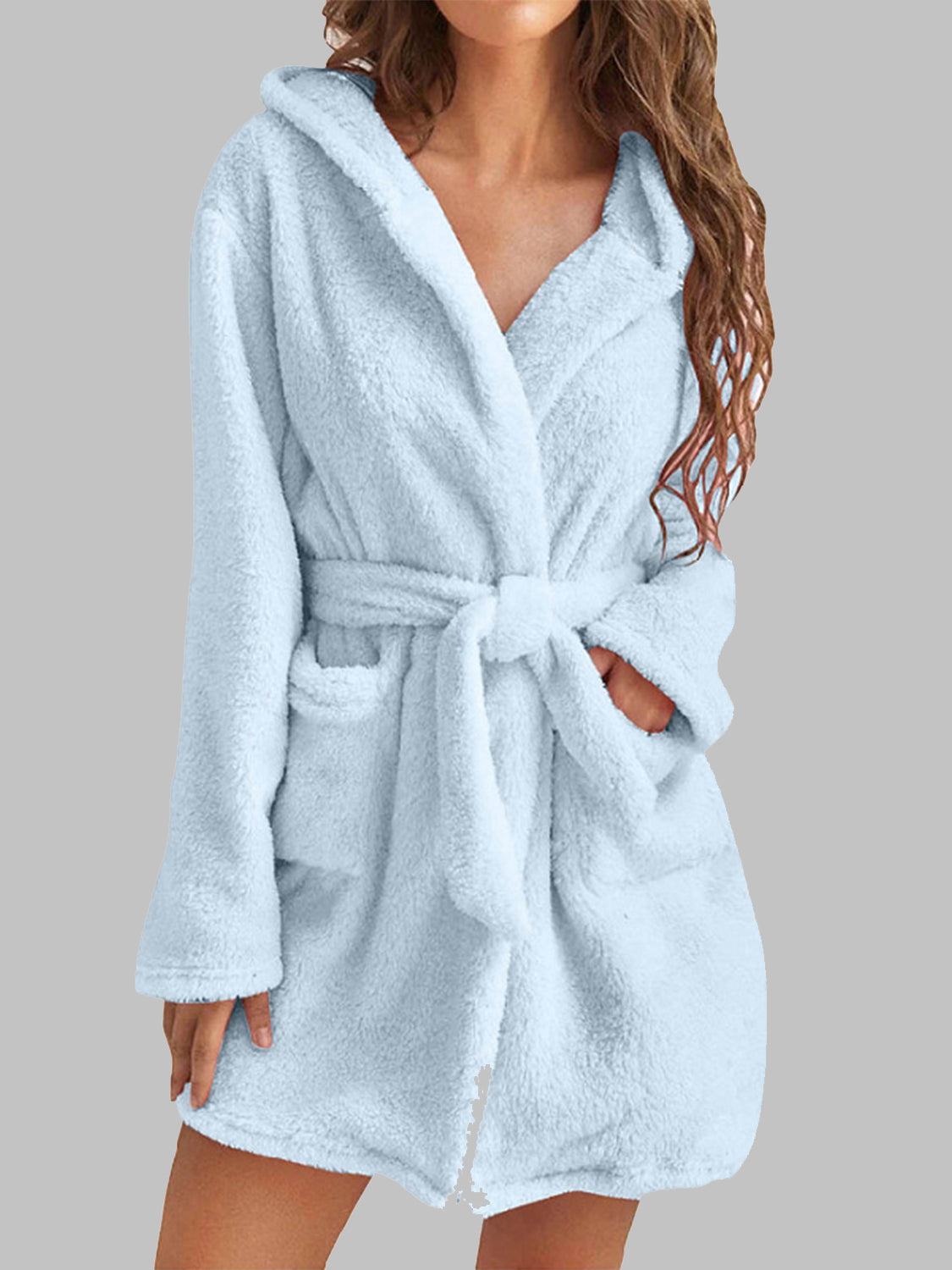 Tie Waist Hooded Robe Trendsi