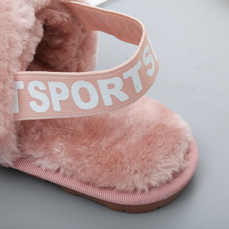 Faux Fur Open Toe Slippers Trendsi