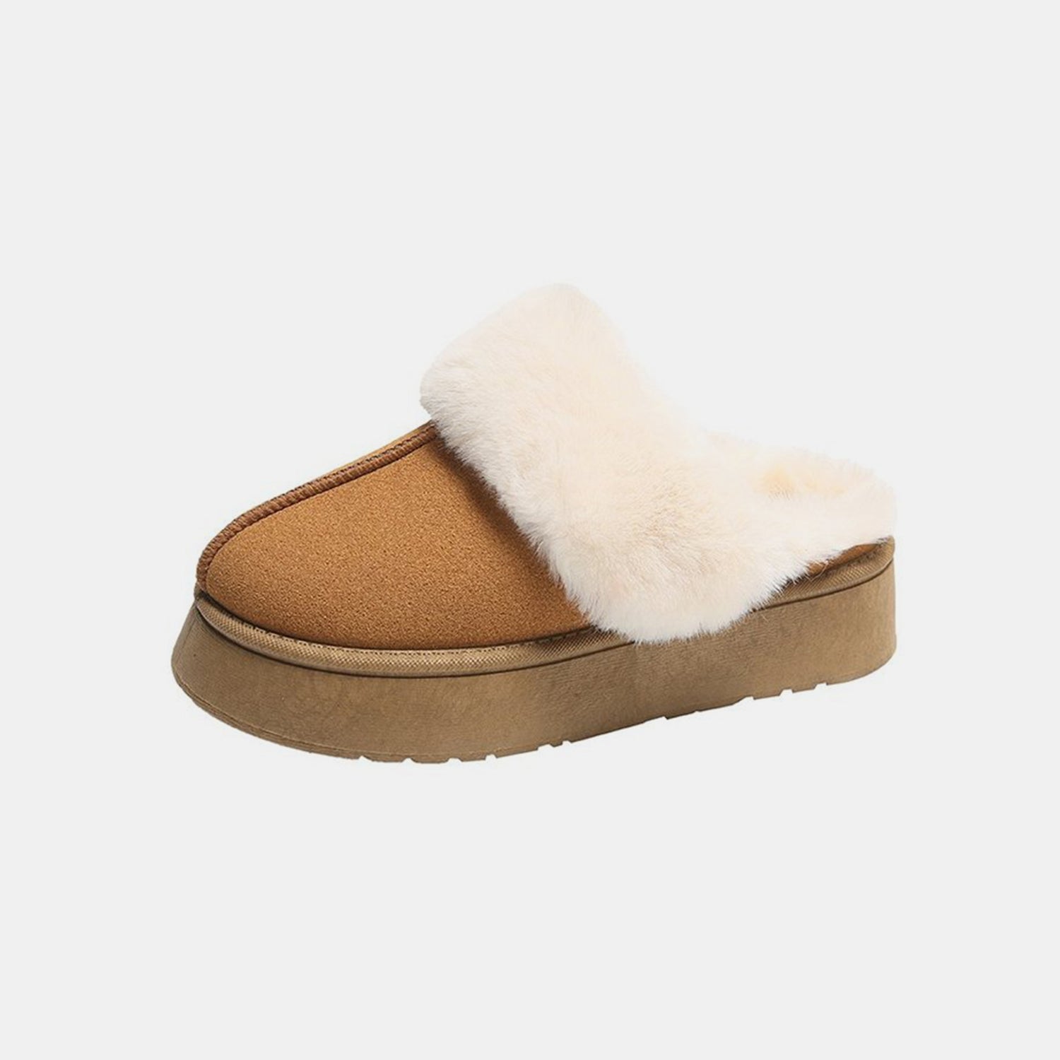 Center-Seam Furry Chunky Platform Slippers Trendsi