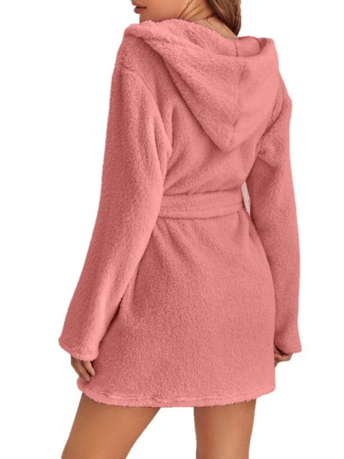 Tie Waist Hooded Robe Trendsi