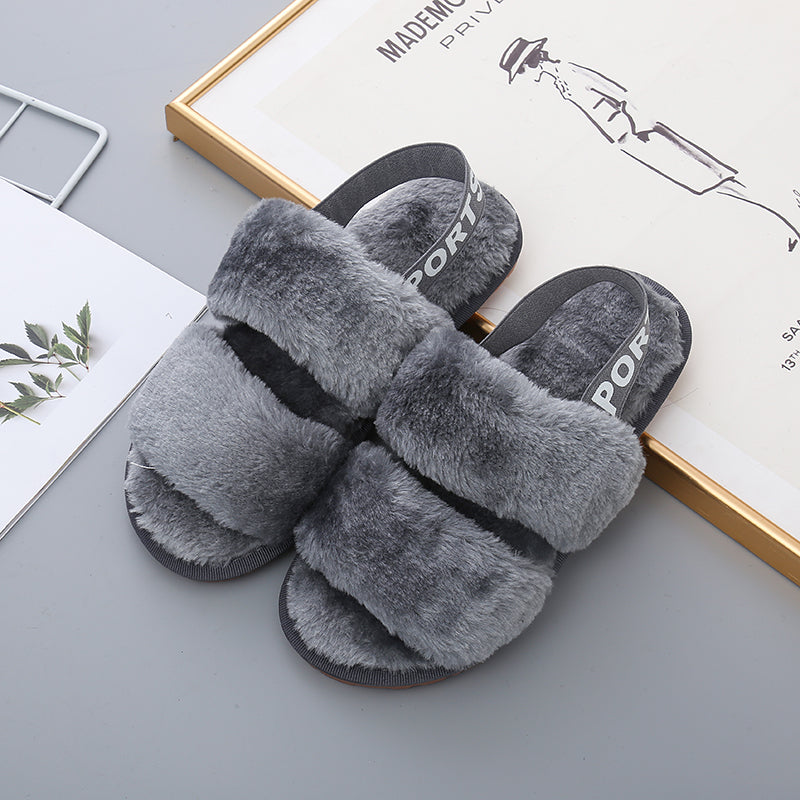 Faux Fur Open Toe Slippers Trendsi