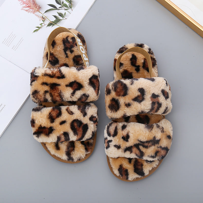 Faux Fur Open Toe Slippers Trendsi