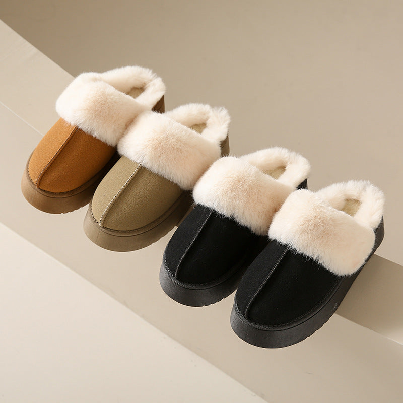 Center-Seam Furry Chunky Platform Slippers Trendsi