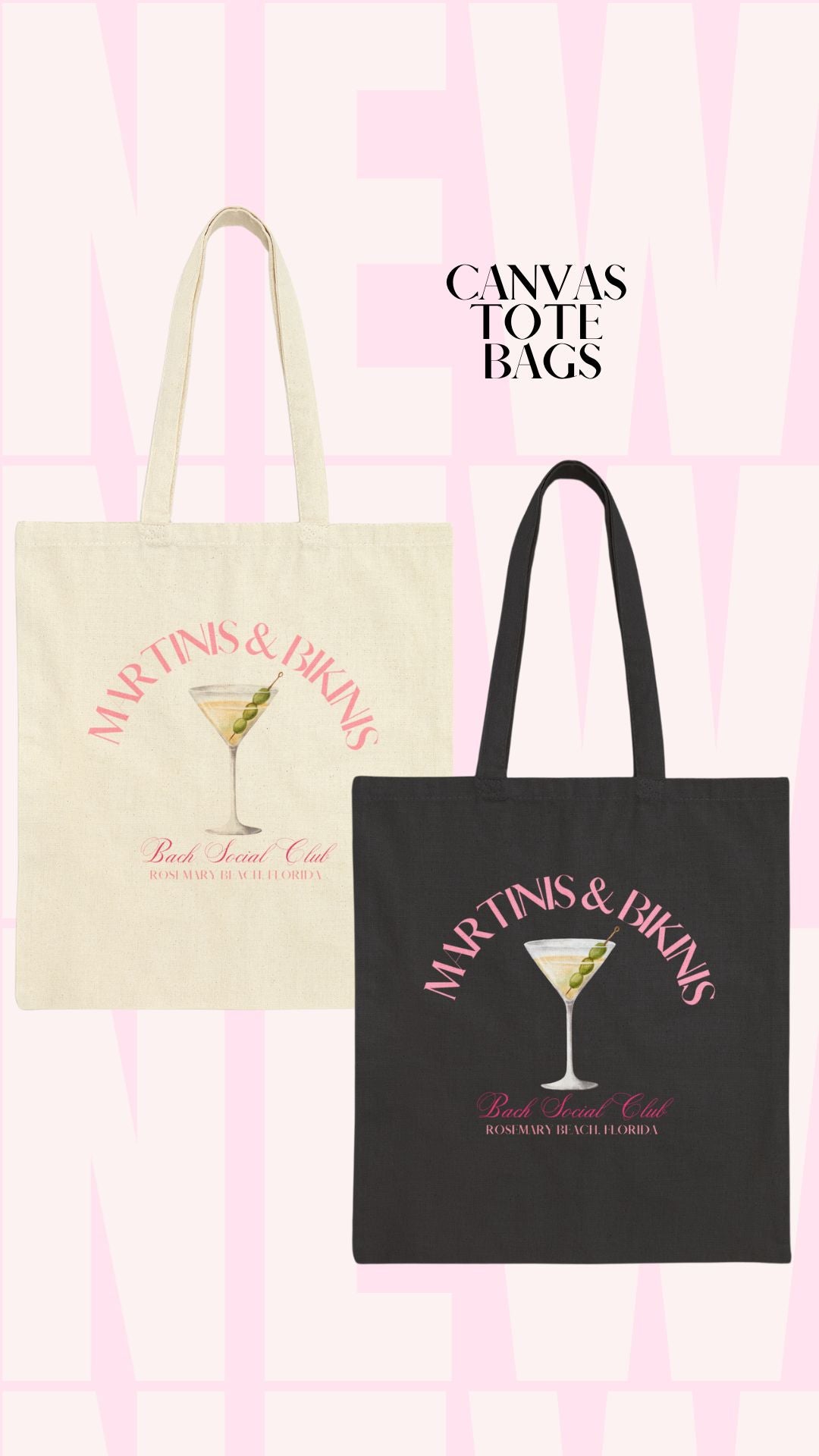 Martinis and Bikinis Bachelorette Canvas Tote OhhSoSocial