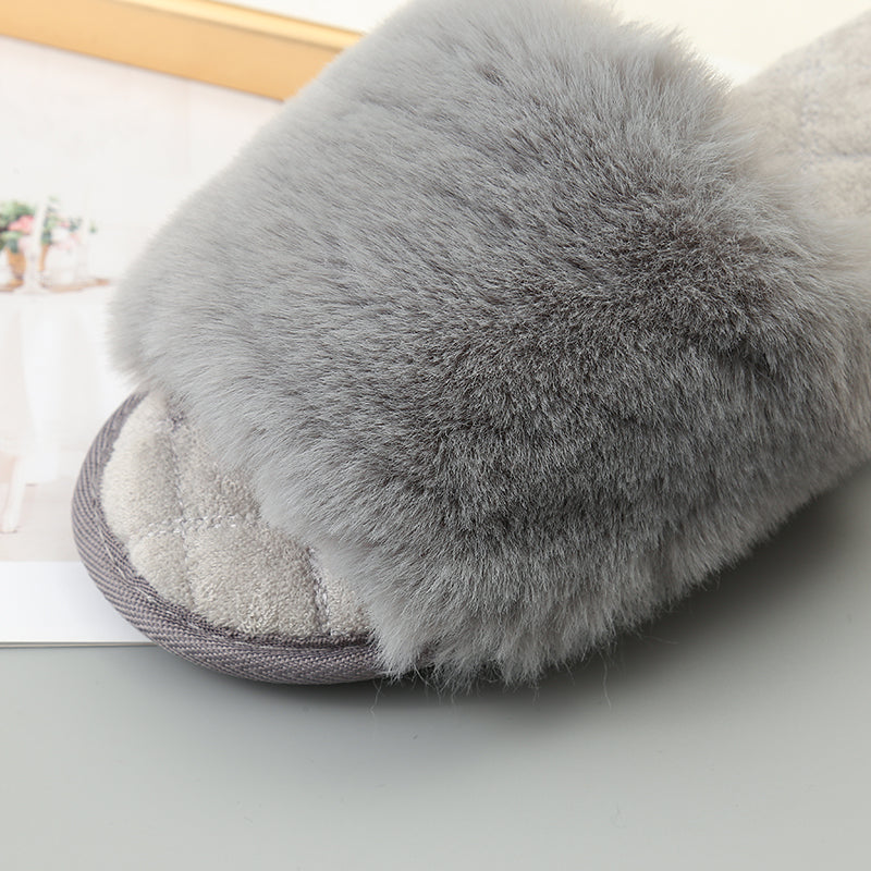 Faux Fur Open Toe Slippers Trendsi