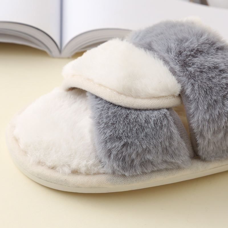 Faux Fur Twisted Strap Slippers Trendsi