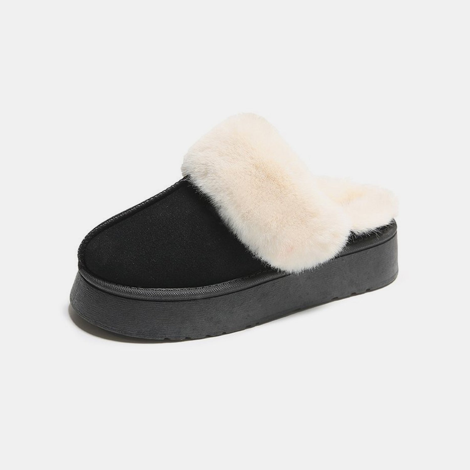 Center-Seam Furry Chunky Platform Slippers Trendsi