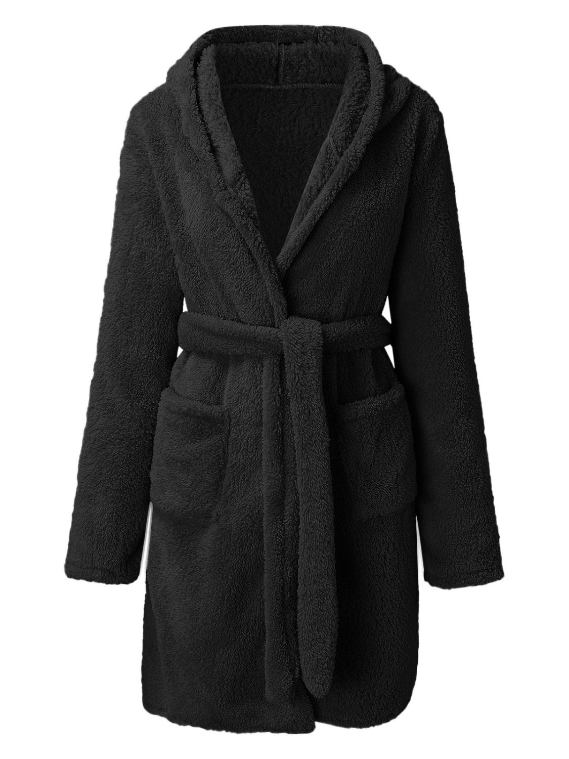 Tie Waist Hooded Robe Trendsi