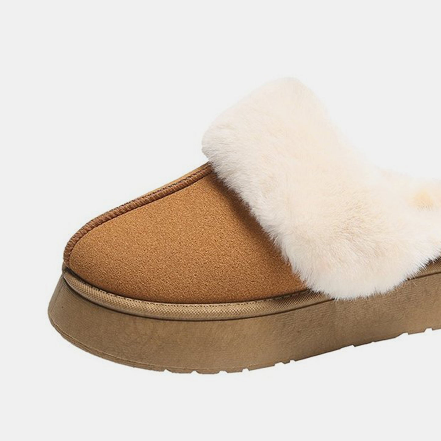 Center-Seam Furry Chunky Platform Slippers Trendsi