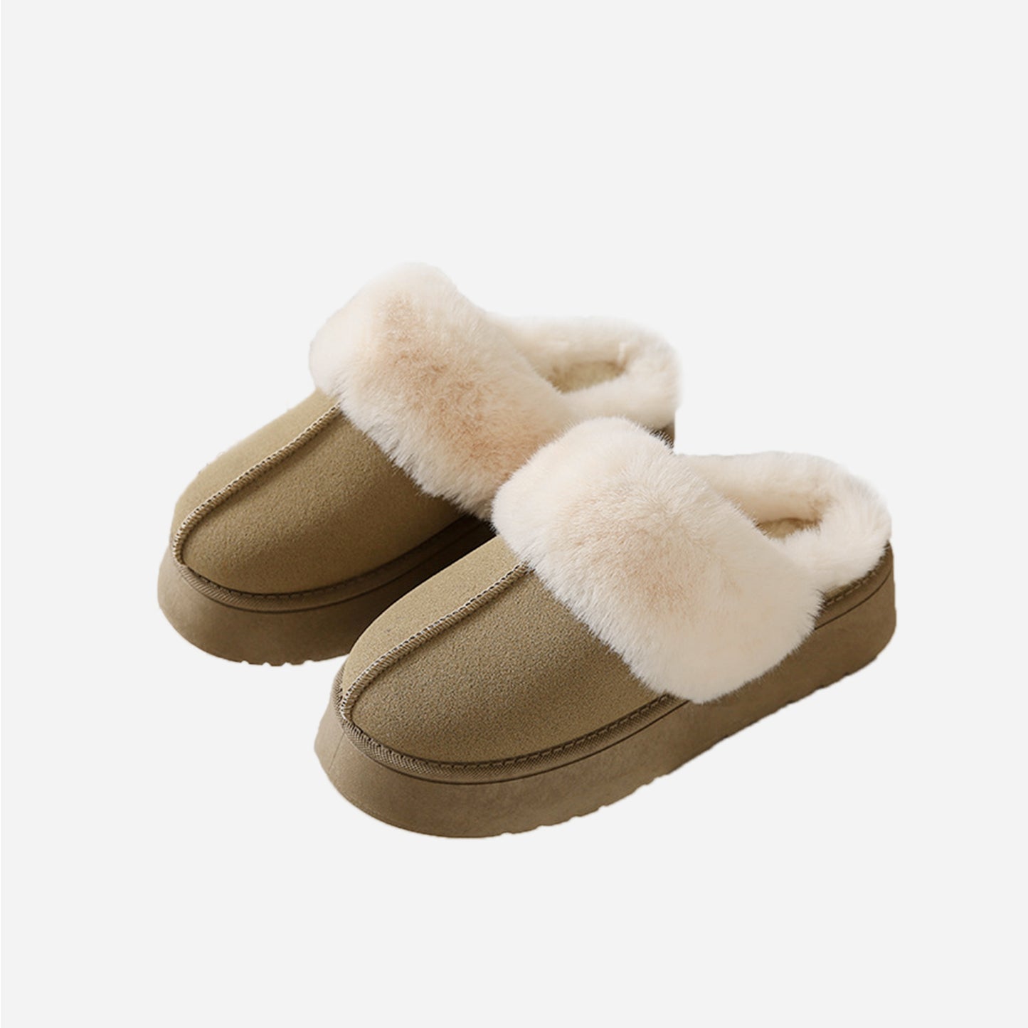 Center-Seam Furry Chunky Platform Slippers Trendsi