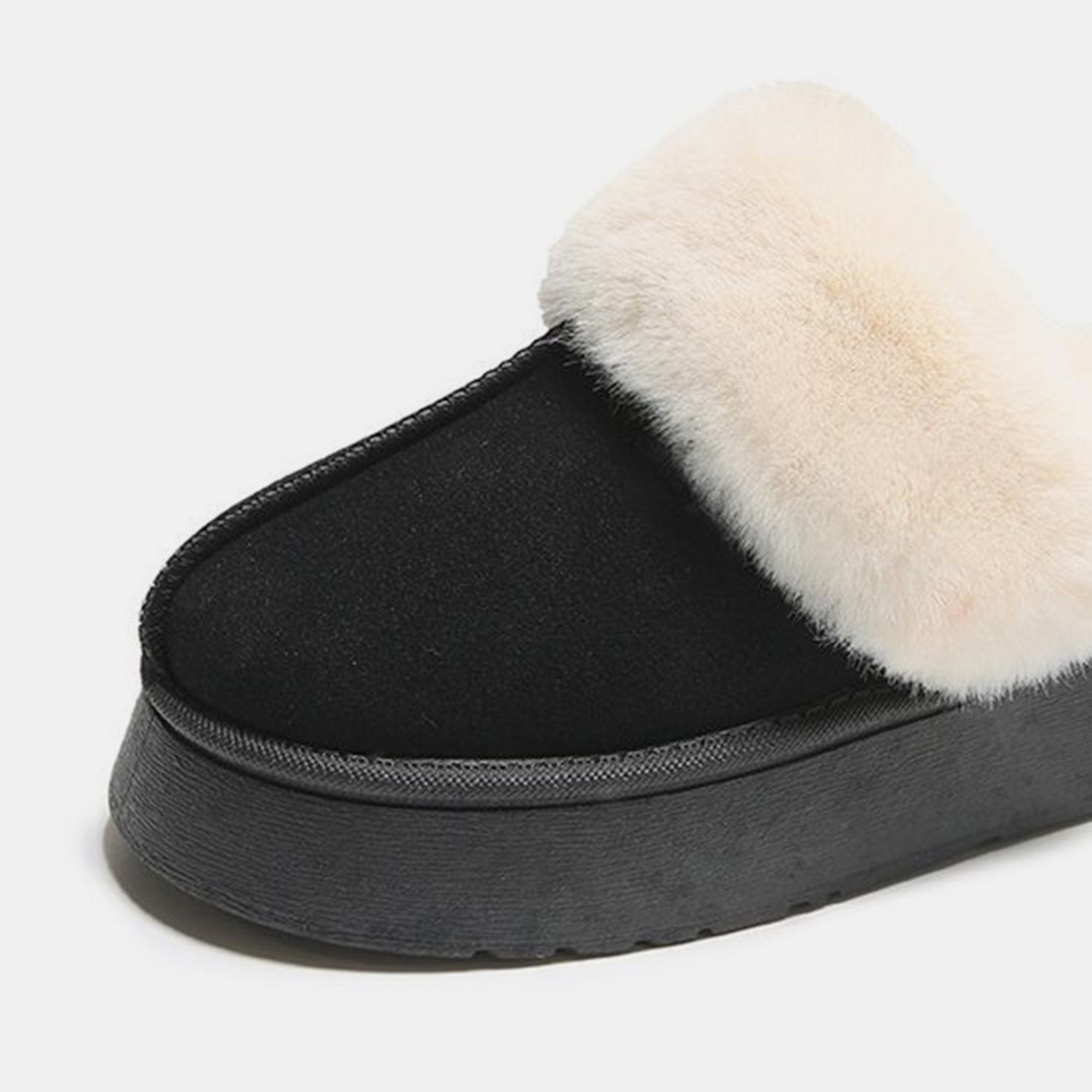 Center-Seam Furry Chunky Platform Slippers Trendsi