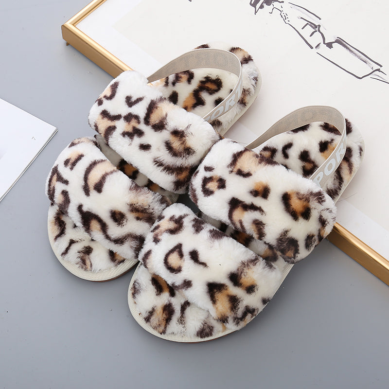 Faux Fur Open Toe Slippers Trendsi