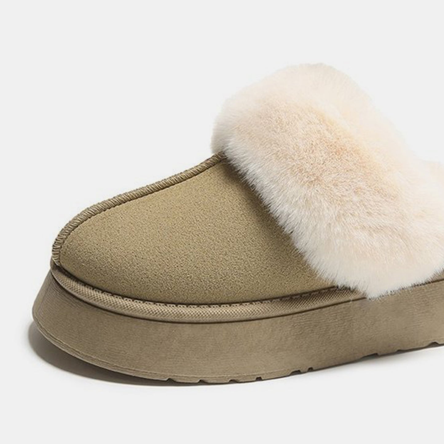 Center-Seam Furry Chunky Platform Slippers Trendsi