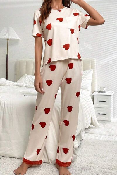 Pocketed Round Neck Top and Drawstring Pants Lounge Set Trendsi